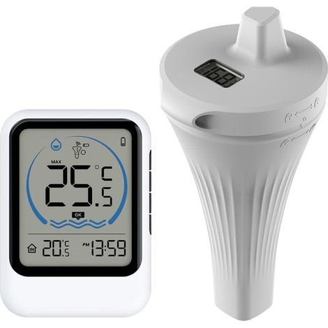 Thermomètre à Piscine solaires numérique, thermomètre à Eau Flottante Gauge de température pour Spa de Bain Bain remous, thermomètres (1/5)