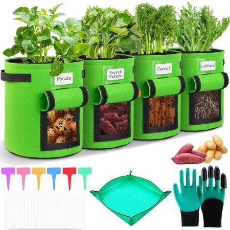 10 Gallon Grow Bags with Window and Handles for Vegetables, Fruits, Flowers, and Gardening (1/5)