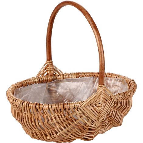 Panier à fleurs en osier fait main, sac de pique-nique rustique pour le jardin, décoration de ferme (1/5)