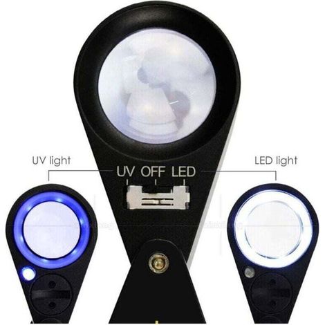 40x 21mm LED/UV jewelry magnifier with three layers of optical glass a pocket magnifying tool suitable for jewelers, stamp collectors and numismatists. (1/4)