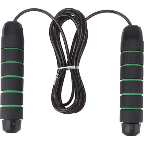 Corde à sauter de poids, brûle des Calories, poignée en éponge, empêche les emmêlements, entraînement physique, 406g, noir, vert (1/5)
