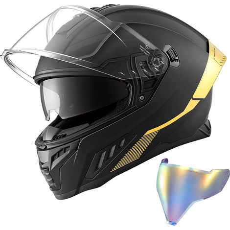 Casque Intégral Taille M, Casque de Moto Homologué DOT et ECE, Protection pour Motocross Moto de Route Trajets Quotidiens Voyage, Double Visière Solaire et Transparente, Léger et Confortable (1/5)