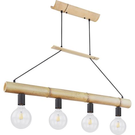 Plafonnier suspension naturelle salon salle à manger éclairage lampe à suspension design vintage Globo 15425-4 (1/5)