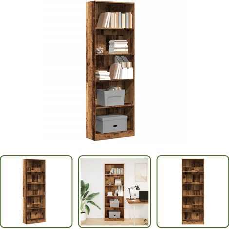 Bücherregal Holz - Bücherregal Altholz-Optik 60x24x176 cm Holzwerkstoff (1/5)