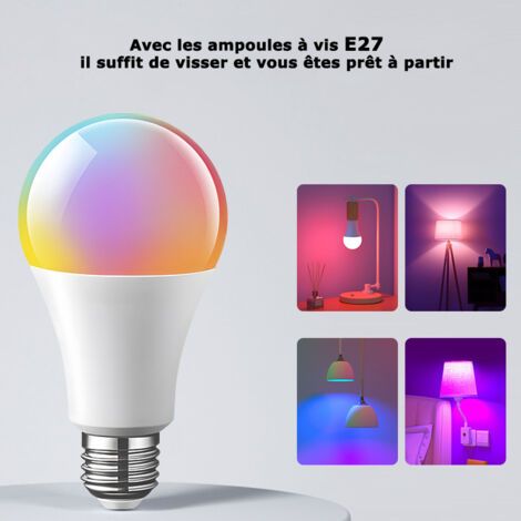 Ampoule LED 7 watts à couleurs changeantes arc-en-ciel, 16 modes de couleur, compatible avec les douilles E27 standard (1/3)
