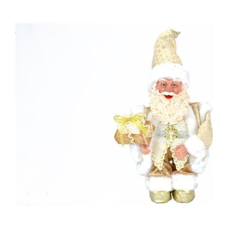 Babbo Natale Decorazione Natalizia con Carillon Colore Panna e Oro 45 cm (1/2)