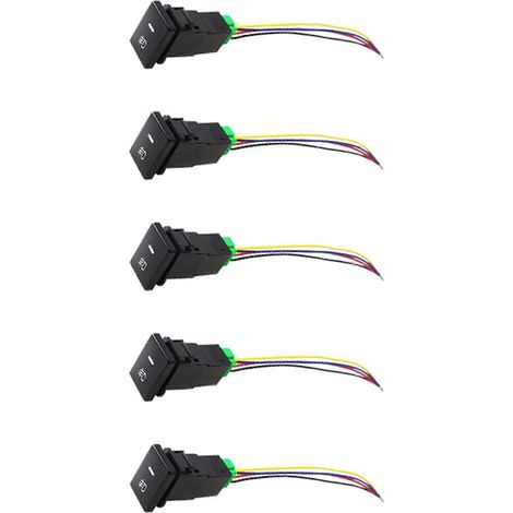 Interrupteur à bouton-poussoir 5X 4 pôles 12V avec voyants lumineux LED pour feux de brouillard, feux de jour et barre lumineuse LED (33X22mm) (1/5)