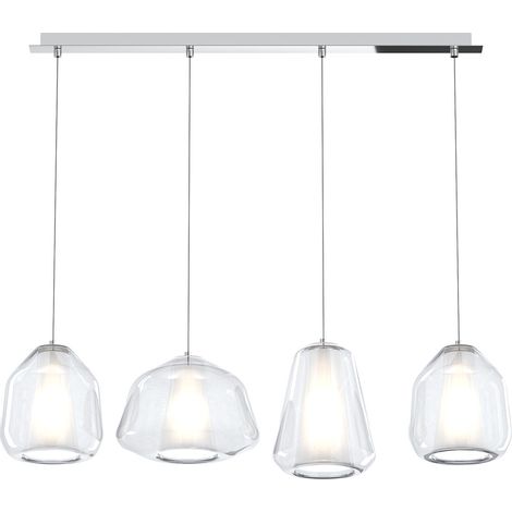 SOSPENSIONE CROMO 4 LUCI RETTANGOLARE VETRI ALPHA + 2X BETA + GAMMA TRASPARENTI 1176CR-S4 R ABG-TR