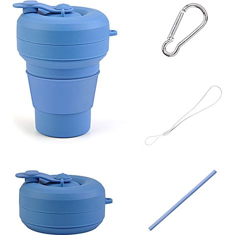 Tasse à thé pliable en silicone sans BPA pour la protection de l'environnement (bleu)