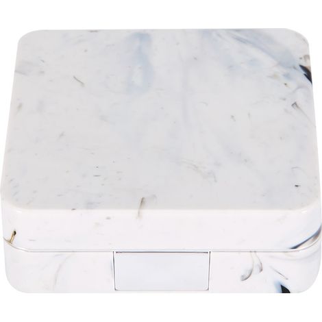 Portable miroir marbre carré étui à lentilles argent trempage (1/5)