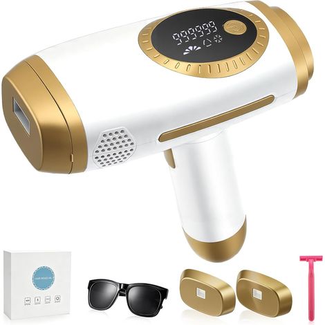 Epilateur electrique, 990 000 flashs, 5 niveaux d'énergie, 2 modes Automatique/Manuel, épilation laser, Impulsions lumineuses pour hommes et femmes, idéal pour le visage et le corps (1/5)
