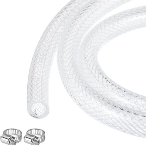 Tresse Tuyau PVC Vinyle Transparent 9.5mm x 12.7mm 10ft Tube PVC Tuyau Pour Tuyauterie Industrielle, Pompe, 3/8" ID 1/2" OD, Avec Colliers (1/5)