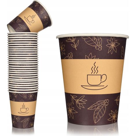 Bicchieri di carta stampati da 180 ml, 50 pezzi, senza plastica, SUP gratuito (1/5)