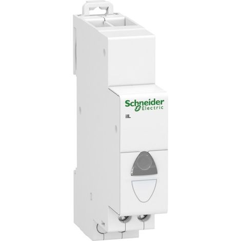 Schneider A9E18322 Modular White LED Indicator Light - Voltage 110 to 230 VAC - DIN rail mounting
