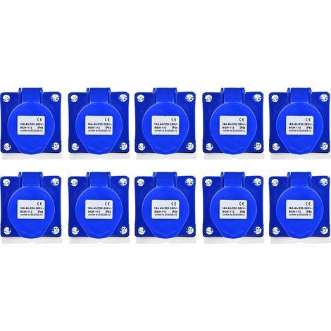 Fiche IP44 BEM-113 : Lot 10 connecteurs industriels 3 broches 16A 220-250V prises et fiches étanches (1/5)