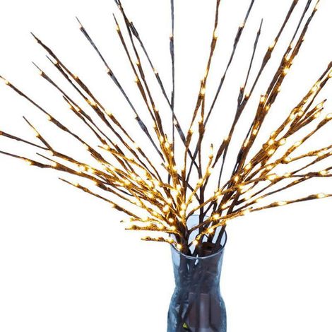 Branches Lumineuses - 20 LED Blanc Chaud - Alimentées par 2 Piles AA - Remplissage de Vase - Branches en Fil Métallique et PVC - Usage Intérieur et Extérieur - 1 Pièce (1/5)