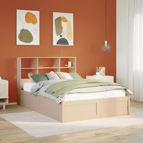 Bed Frame without Mattress 150x200 cm King Size Solid Wood Pine vidaXL (1/5)