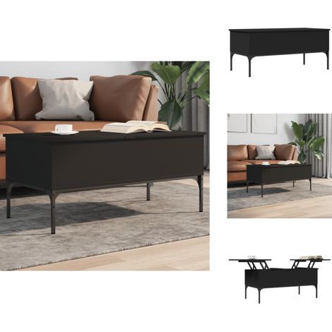 Table basse noir 100x50x45 cm bois d'ingénierie et métal - Table Basse - Meuble Salon - Table D'appoint - Design Moderne - Table Relevée (1/5)