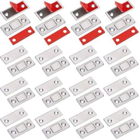 Magnetic Cabinet Door Catch, 16 Pcs Ultra-Thin Metal Magnetic Latches Self-Adhesive Strong Magnet Closure for Sliding Doors Drawers Windows Cabinets (1/5)