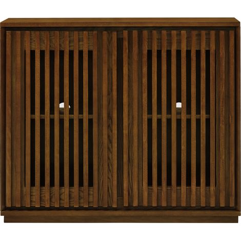 Credenza contenitore 99x23,5x83 cm in MDF effetto noce con aperture per prese - CHICFURN (1/5)