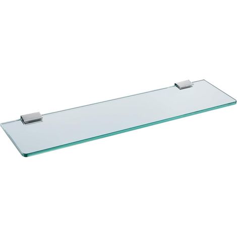 1 Étagère Murale, Verre Trempé 5mm, Support Acier Inoxydable, Charge 5kg, Salle de Bain Cuisine (1/5)