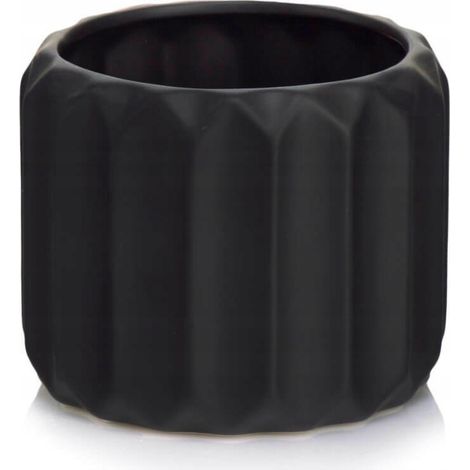 Vaso da fiori geometrico in ceramica nero opaco, 15 cm, 1 pz.