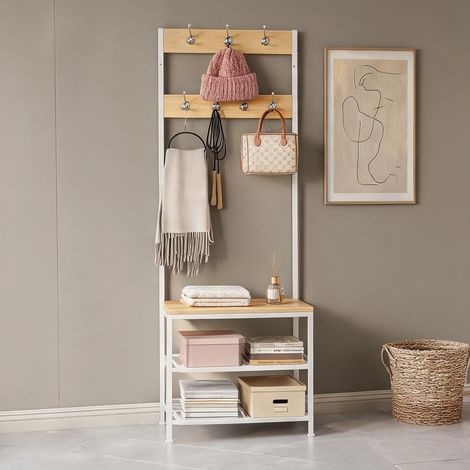 Portemanteau d'entrée 3-en-1 avec assise et rangement (1/5)