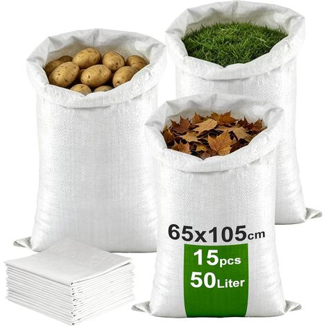 15x Sac à Gravats en PP Tissé 65×105cm Polypropylène Sac Chantier (1/5)