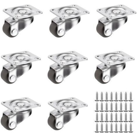 8 Pièces Roulettes pour Meubles, Roulette Meuble, Roulettes Pivotantes à 360 Degrés Meuble, Roue de Meuble Exterieur Silencieuses de Caoutchouc con 32 Vis (1/5)