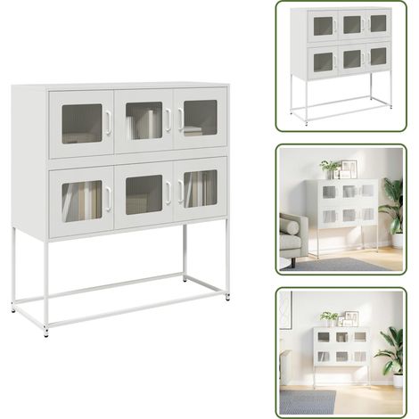 Sideboard Weiß 100,5x39x107 cm Kaltgewalzter Stahl - Sideboard - Sideboards - Kommode - Anrichte (1/5)