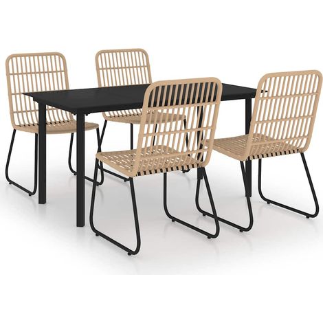 Maison Exclusive - Set da Pranzo da Giardino 5 pz in Polyrattan e Vetro (1/5)