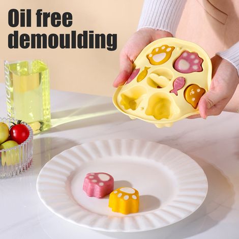 Moule à gâteau vapeur en silicone pour bébé, kit alimentaire gelée pudding, lot jaune + 50 poches à douille (1/5)