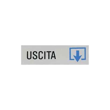 TARGHETTA ADESIVA USCITA (FRECCIA IN GIU')- - cm.15x5h. - 10 pezzi