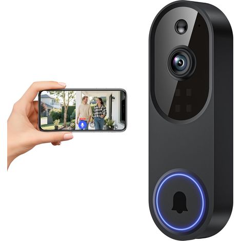 Sonnette vidéo WiFi 1080p sans fil, détection humaine AI, conversation bidirectionnelle, Wi Fi 2,4 G, alimentation par batterie, stockage dans le cloud, surveillance intérieure et extérieure (1/5)