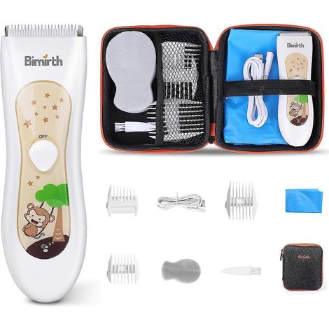 Tondeuse Bébé Silencieuse Imperméable, Kit Coupe Cheveux Enfant avec Sac Rangement (1/5)
