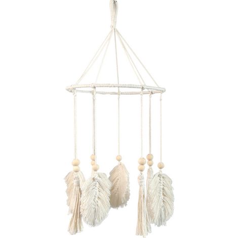 Hamac suspendu bohème pour lit bébé, mobile en macramé coton tissé, décoration de chambre nursery avec attrape-rêves et tapisserie (1/5)