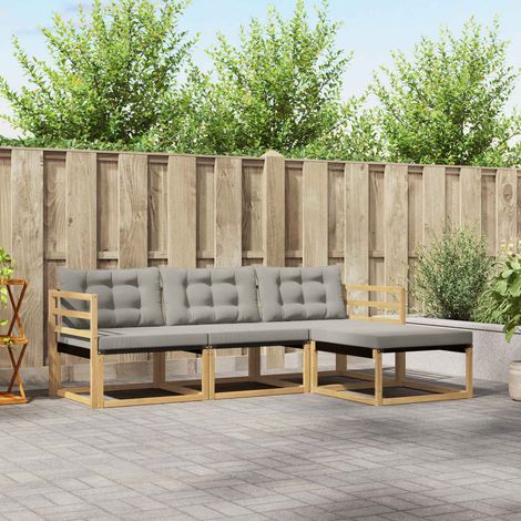 vidaXL Ensemble de canapés d'extérieur 4 pc Blanc et gris clair (1/5)