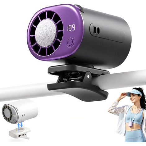 Ventilateur de voiture à pince 360°, refroidissement jusqu'à 16°C, 199 vitesses, LED, portable pour siège arrière, batterie 2000 mAh noir (1/5)