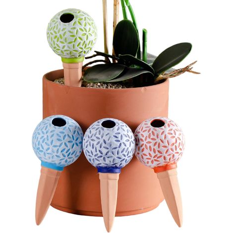 Cônes d'arrosage automatique en terre cuite – Lot de 4 (185 ml) – Dispositifs d'arrosage décoratifs et réutilisables pour plantes en pot (intérieur et extérieur) (1/5)