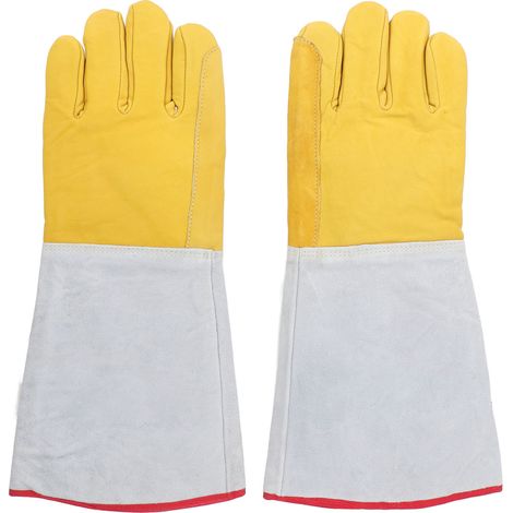 Gants de protection LN2, 40cm, 2 pièces, antigel, basse température, peau de vache pour l'azote liquide, glace sèche, stockage au froid (1/5)