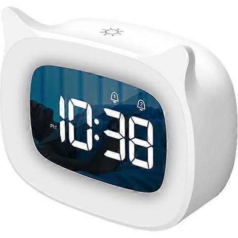 Kinderwecker mit Nachtlicht, stufenlos dimmbar, Digitaluhr, Englisch (weiß), 115 x 93 mm (1/5)