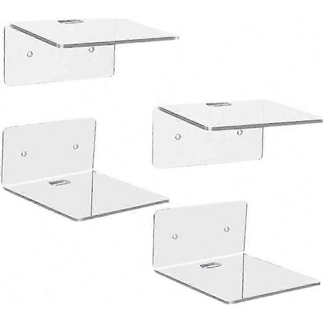 Présentoir transparent, lot de 4 petites étagères murales flottantes en acrylique pour appareils intelligents (1/5)