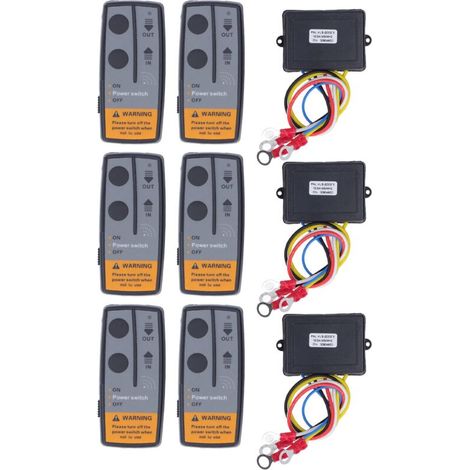 Contattore relè solenoide per verricello 12V/24V con 6 telecomandi wireless e 3 ricevitori - Kit relè universale per verricello per ATV, UTV, camion, tosaerba -Crezuo