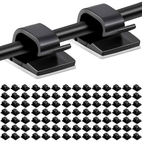 100 Stück selbstklebende Kabelclips, Kabelmanagement-Halter, elektrische Kabelorganisatoren, Kabelbinder aus Kunststoff zur Kabelbefestigung, schwarz (1/5)