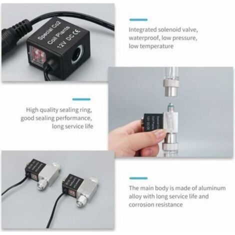 Électrovanne 12V pour CO2 aquarium – double tête – silencieuse (1/4)