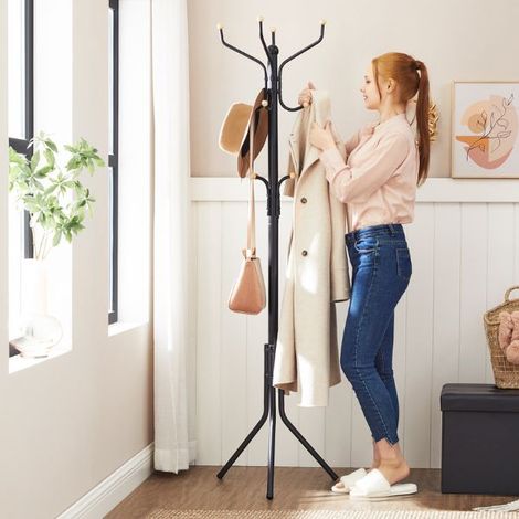 Portant à vêtements en métal, cintre pour sac à chapeau, hauteur 182 cm Trzee Hall, noir RCR19B (1/5)