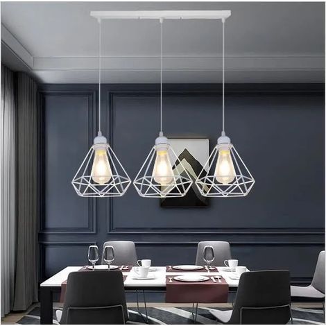 Yowei Moderne Lustre Suspension Industrielle en Métal Cage Blanc pour Salon Chambre (1/5)