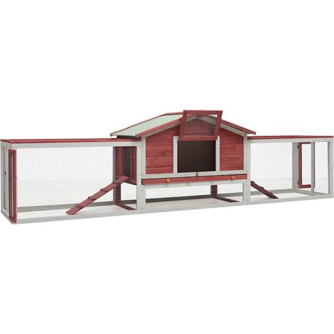Maison Exclusive - Conigliera Rossa 310x70x87 cm in Legno Massello di Pino e Abete (1/5)