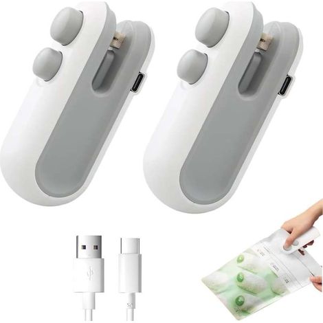 Irovami Mini scelleuse thermique portable – Batterie, coupe-aliment intégré, lot 2 – Idéal pour snacks, conservation (1/5)
