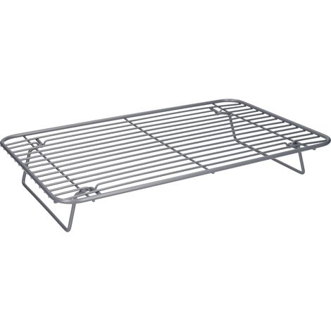 MasterClass Smart Ceramic Roasting / Cooling Rack con rivestimento antiaderente e gambe pieghevoli, filo in acciaio al carbonio, grigio, 35,5 x 23 cm (1/5)